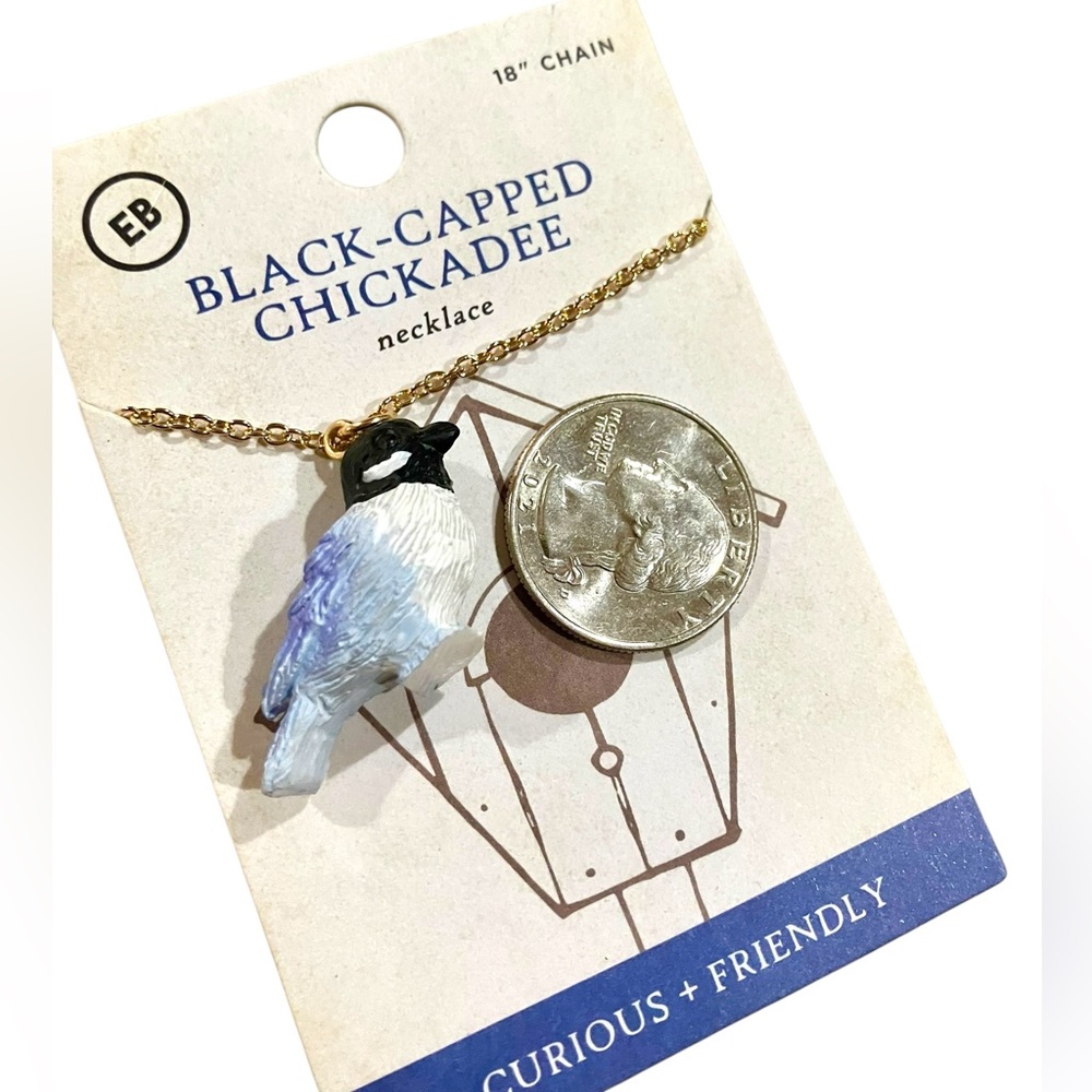 3D Bird Black Capped Chickadee Necklace 18” Chain Gift For Her